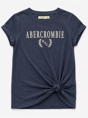abercrombie kids Navy Tee with Cream Logo